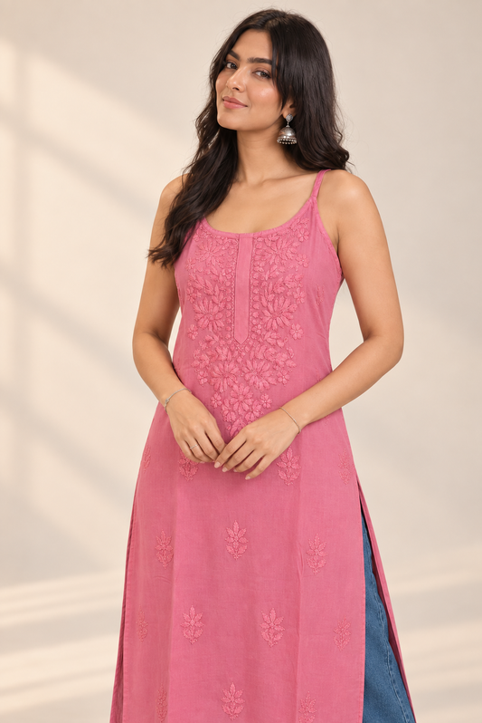 Rust Purple Chikankari Long Kurta – Nawabi Summer