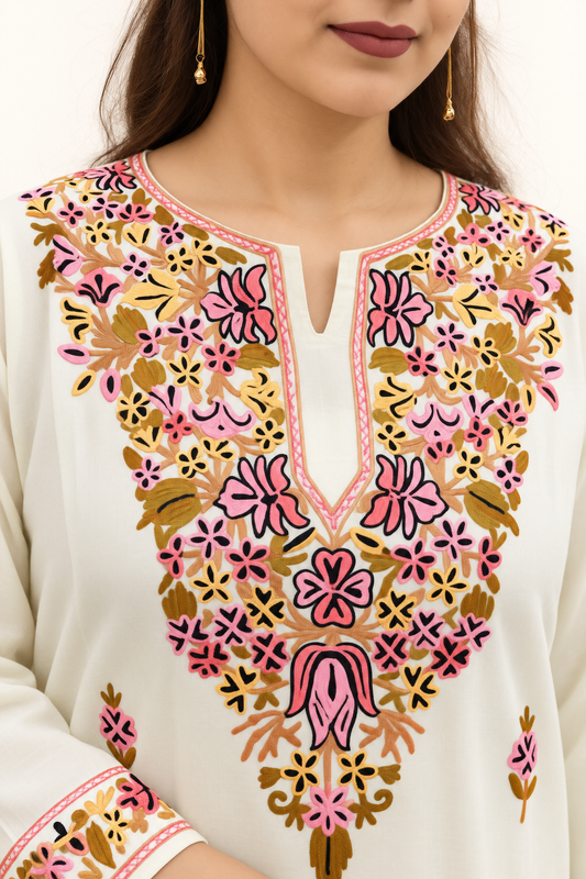 Yellow Pink Aari Work Cord Set – Shalimar Summer