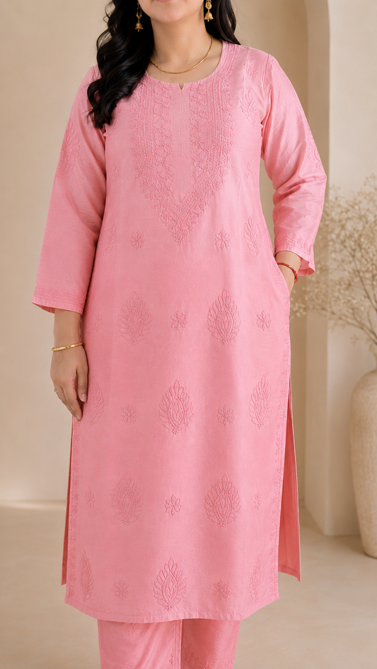 Pink Chikankari Cord Set – Nawabi Summer – photo 2