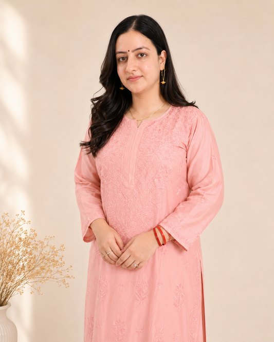 Baby Pink Chikankari Cord Set – Nawabi Summer
