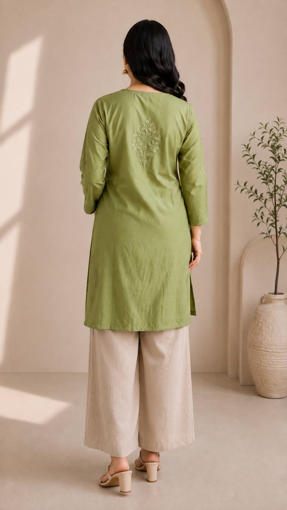 Green Chikankari Short Kurta – Nawabi Summer
