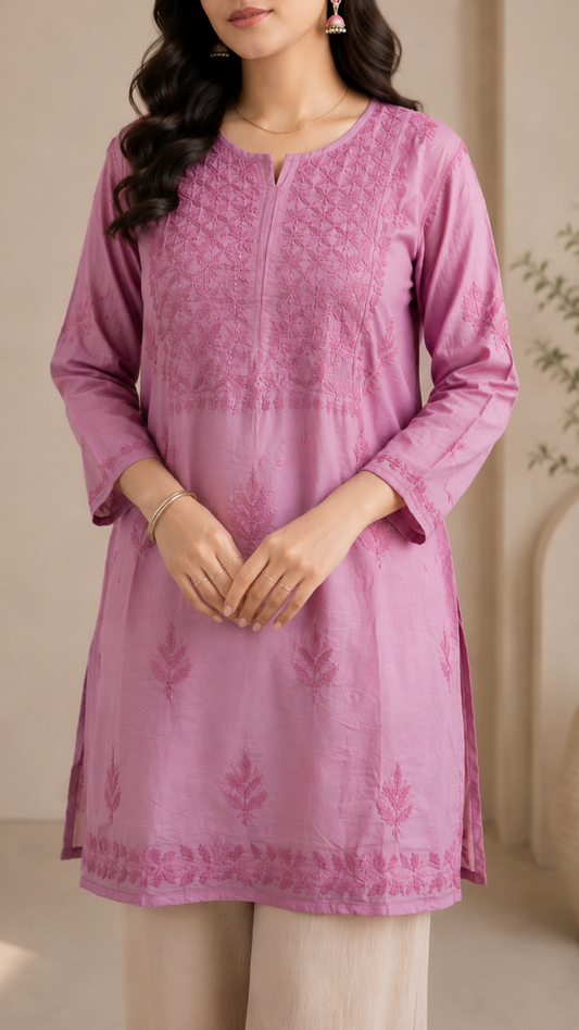 Lavender Chikankari Short Kurta – Nawabi Summer