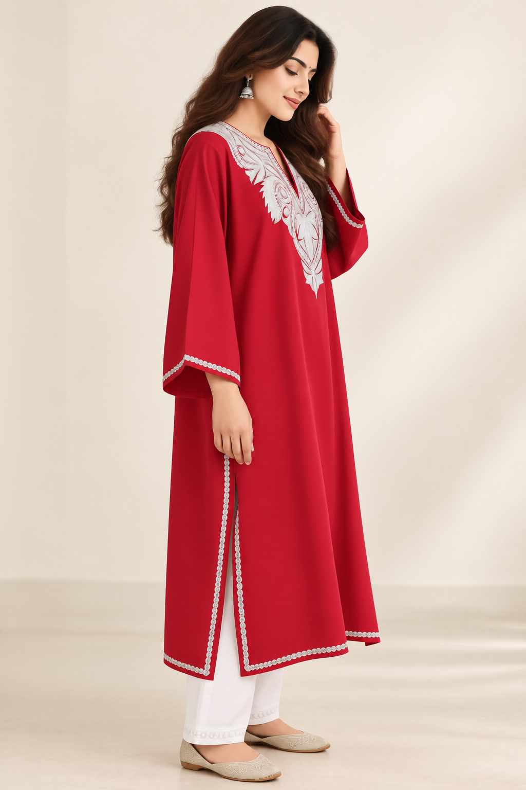Silver Pink Tilla Work Pheran – Shalimar Summer