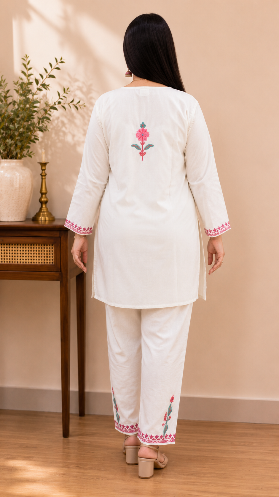 Ruby Cotton Jali Daman Aari Work Cord Set