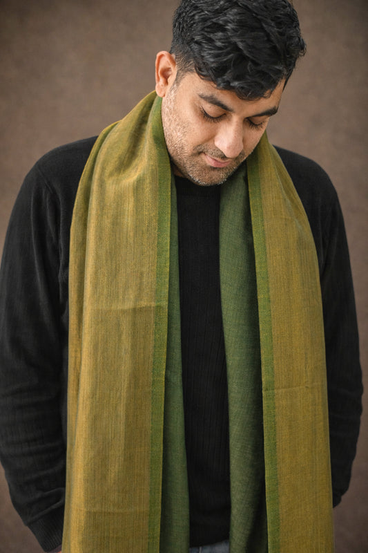 Kashmiri Moonlight Olive Pashmina Stole