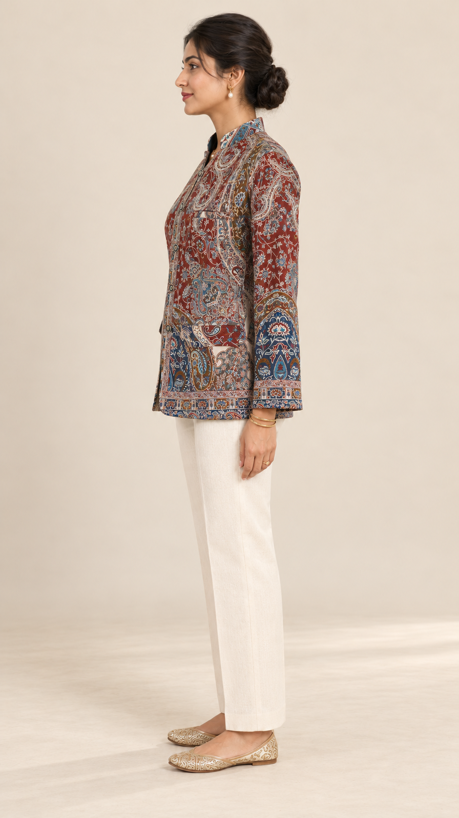 Maroon Kani Work Short Coat – Koshur Winter