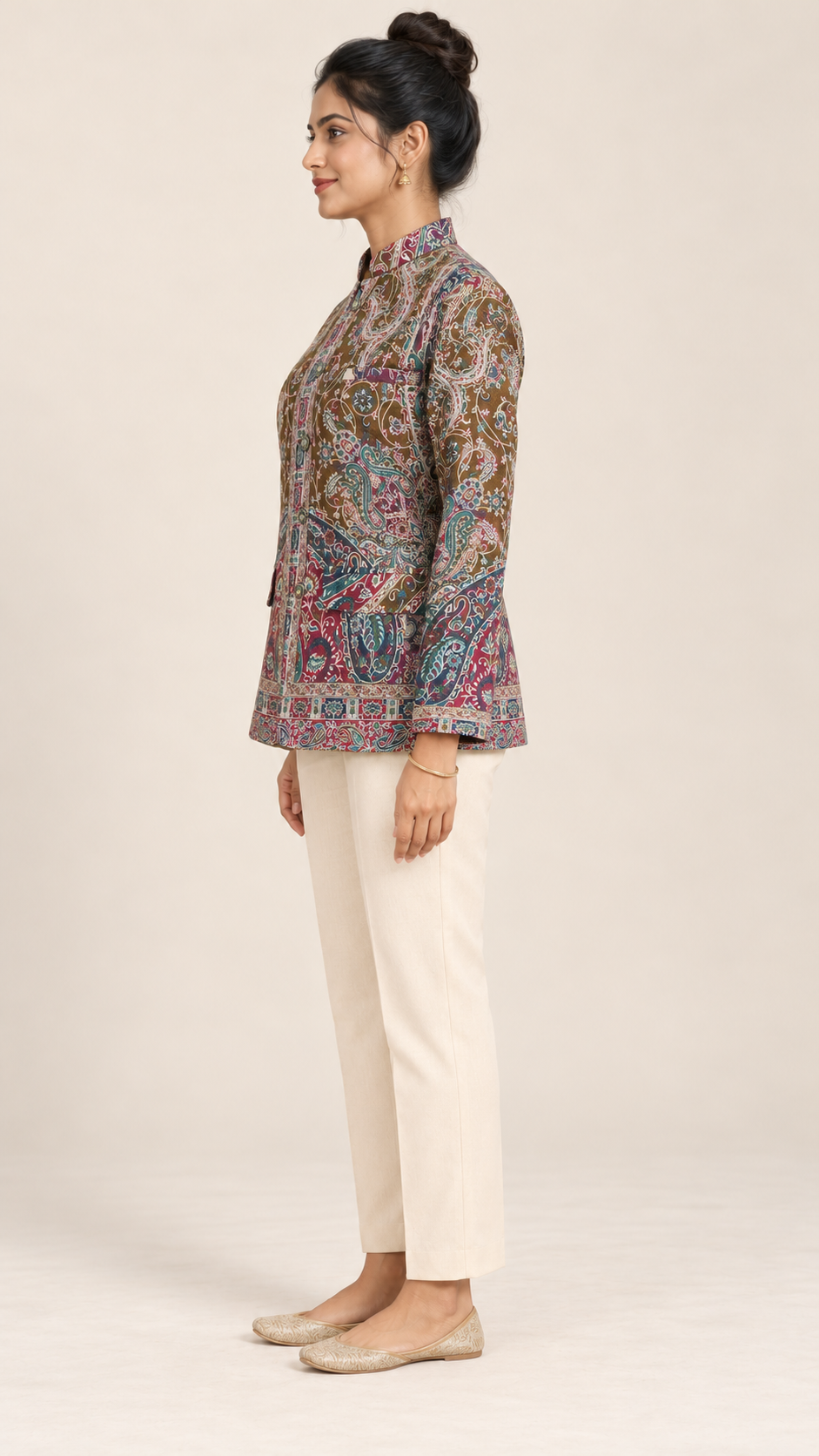 Olive Kani Work Short Coat – Koshur Winter