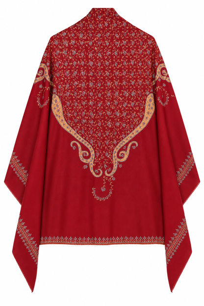 Red Sozni Handwork Shawl – Koshur Winter