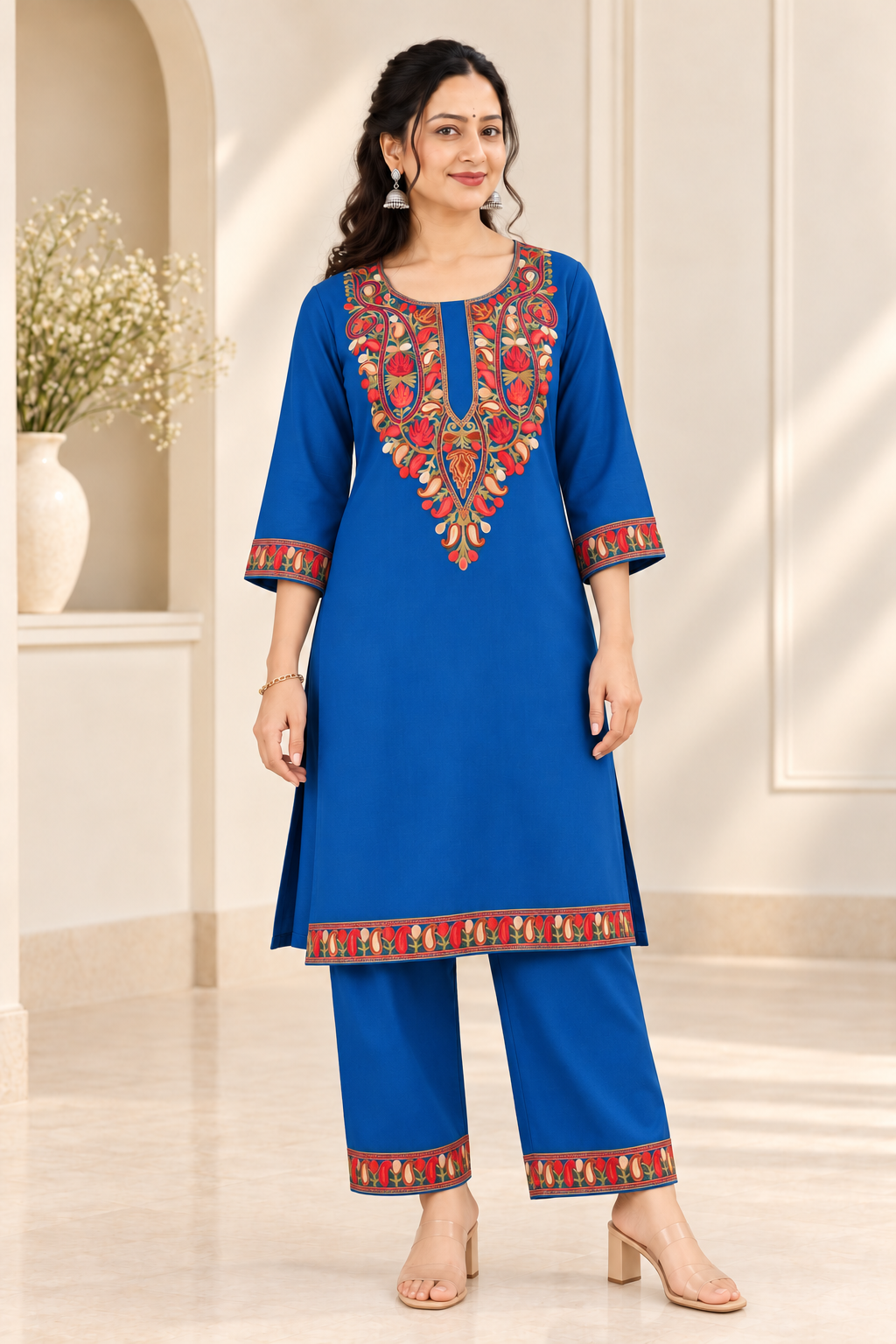 Blue Aari Work Co-ord Set – Shalimar Winter
