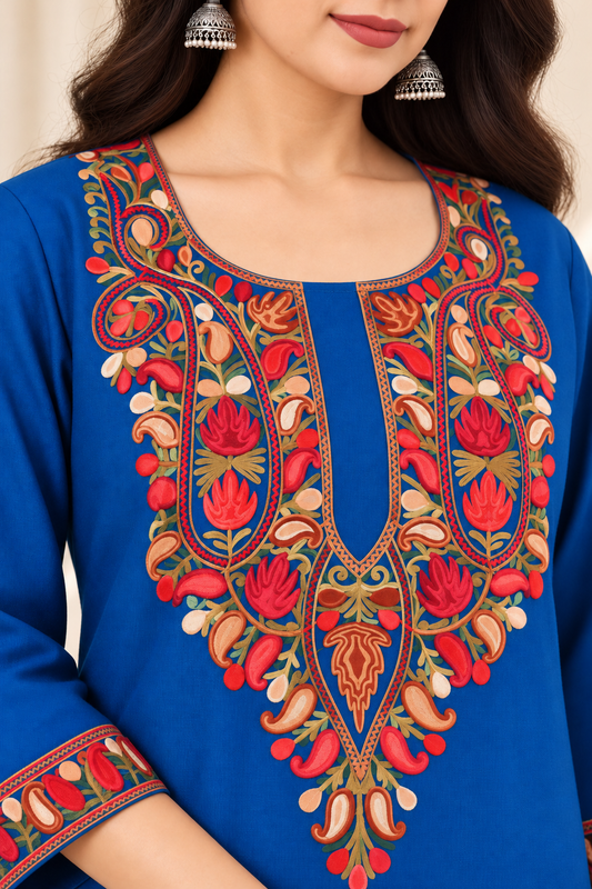 Blue Aari Work Co-ord Set – Shalimar Winter