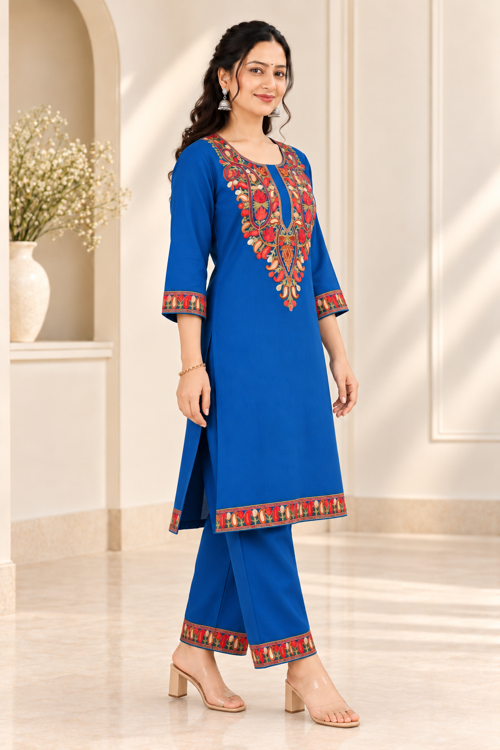 Blue Aari Work Co-ord Set – Shalimar Winter