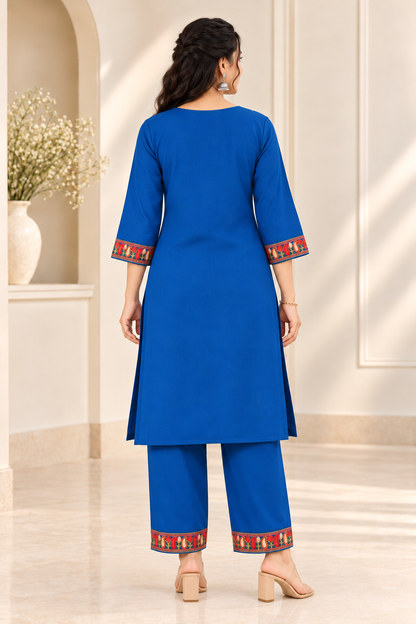 Blue Aari Work Co-ord Set – Shalimar Winter