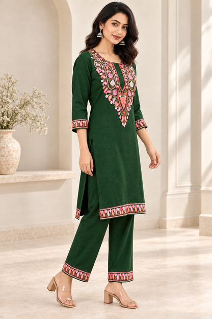 Mehandi Aari Work Co-ord Set – Shalimar Winter