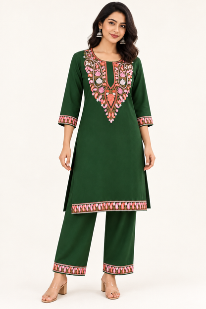 Mehandi Aari Work Co-ord Set – Shalimar Winter