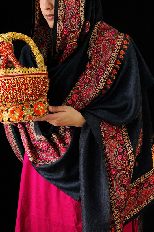 Black Kashmiri Embroidered Shawl