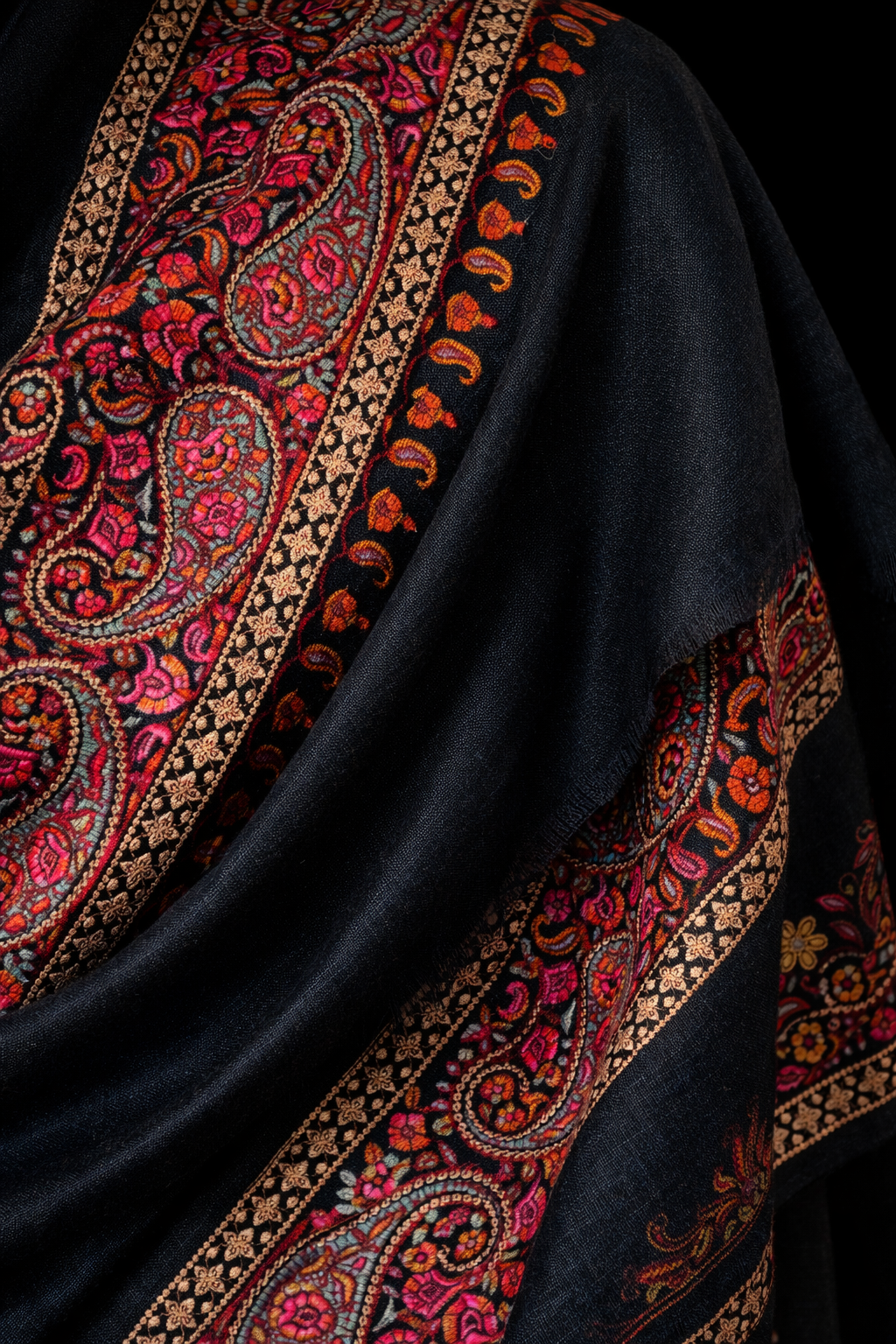 Black Kashmiri Embroidered Shawl