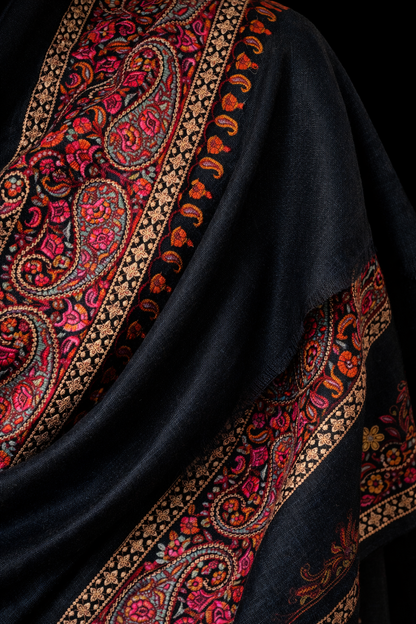 Black Kashmiri Embroidered Shawl