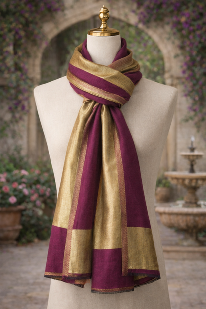 Kashmiri Moonlight Magenta Pashmina Stole