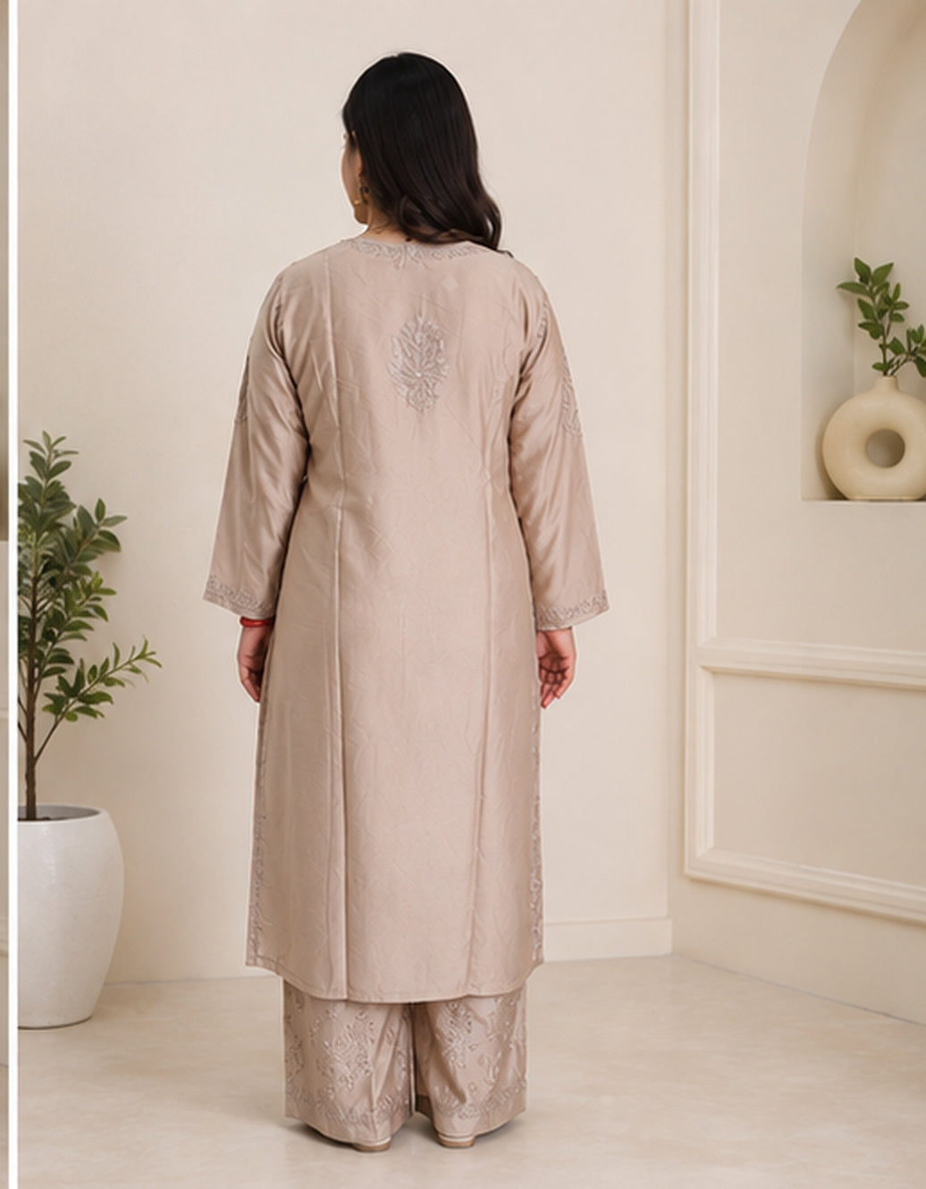 Beige Chikankari Cord Set – Nawabi Summer
