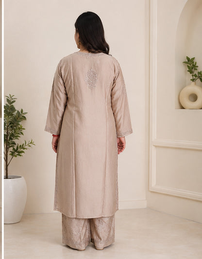 Beige Chikankari Cord Set – Nawabi Summer