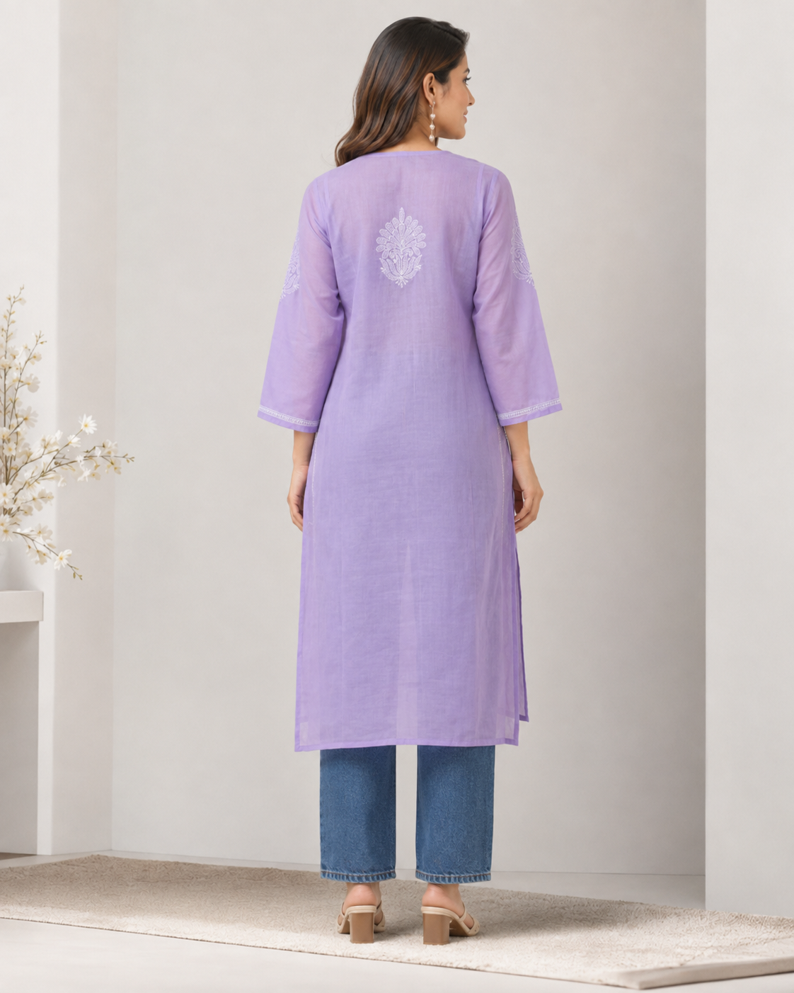 Lavender Chikankari Long Kurta – Nawabi Summer – photo 3