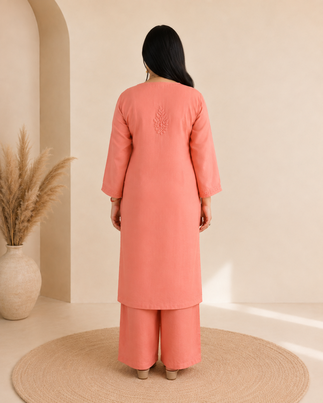 Peach Chikankari Cord Set – Nawabi Summer
