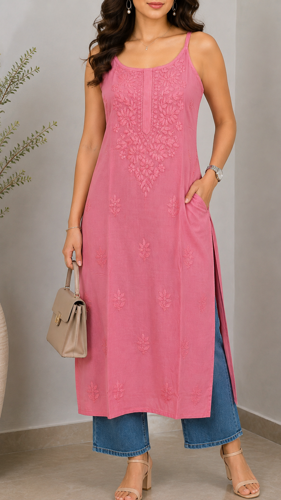 Rust Purple Chikankari Long Kurta – Nawabi Summer