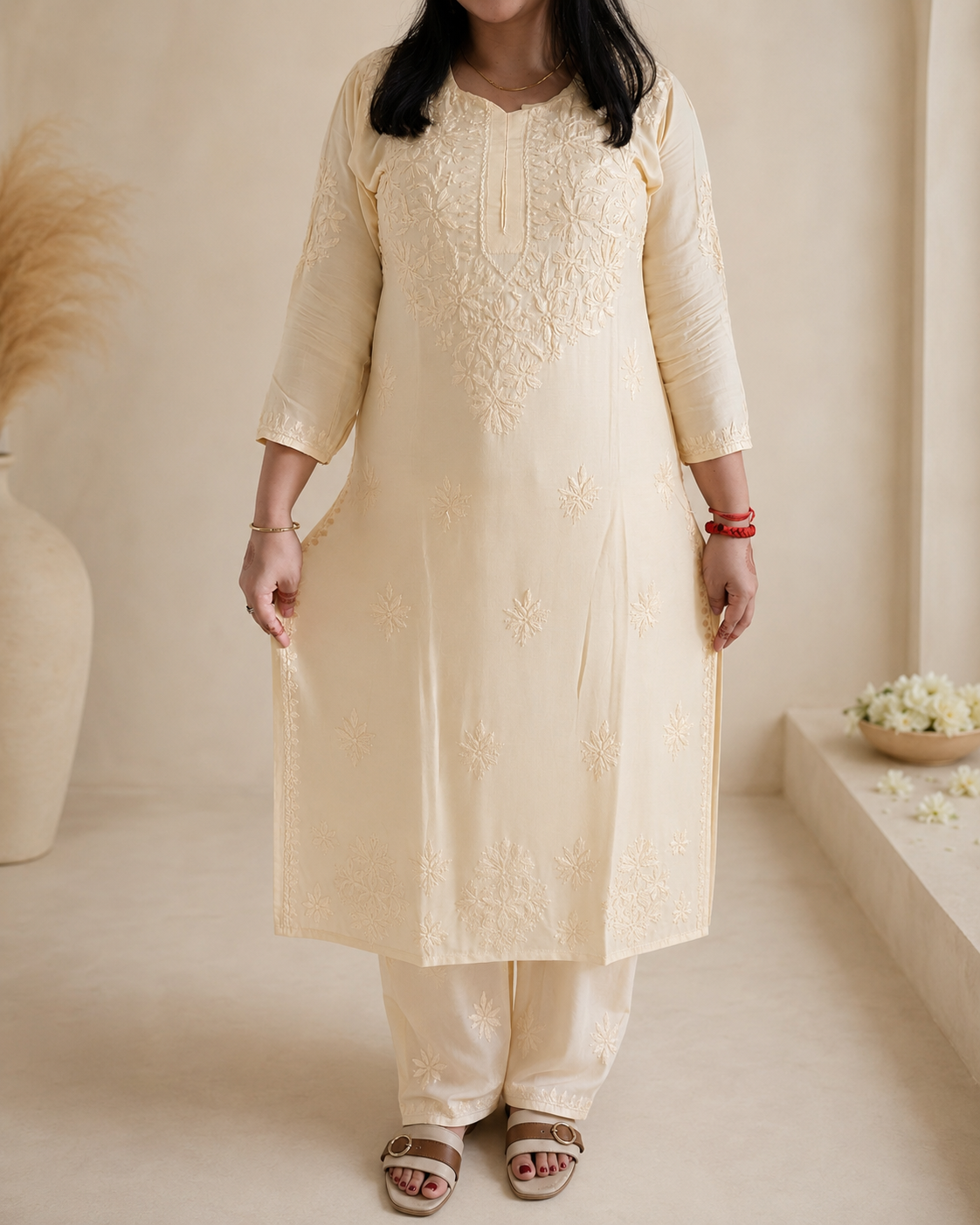 Lemon Chikankari Cord Set – Nawabi Summer