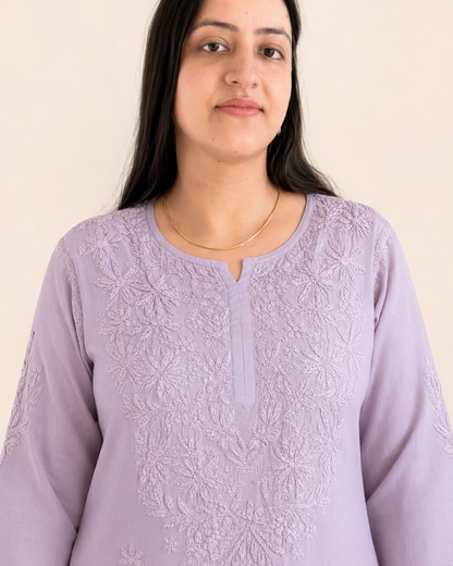 Lavender Silver Chikankari Cord Set – Nawabi Summer