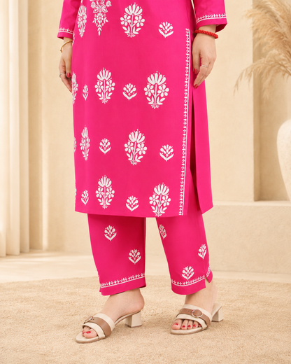 Fuchsia Chikankari Cord Set – Nawabi Summer
