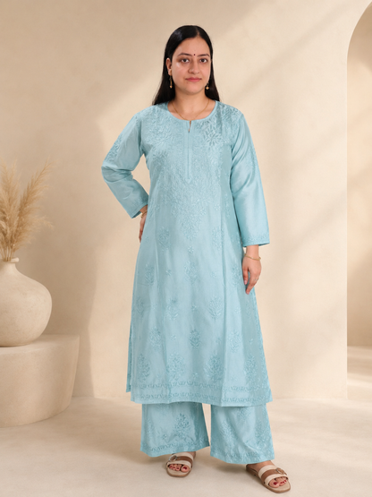Sea Green Chikankari Cord Set – Nawabi Summer