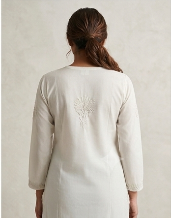 Nude Chikankari Long Kurta – Nawabi Summer, additional view