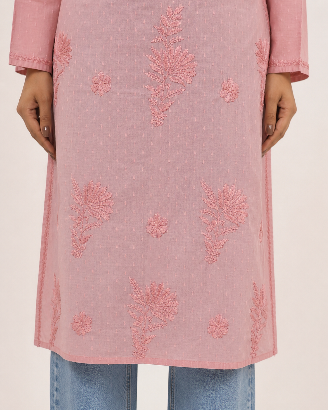 Peach Chikankari Long Kurta – Nawabi Summer, additional view