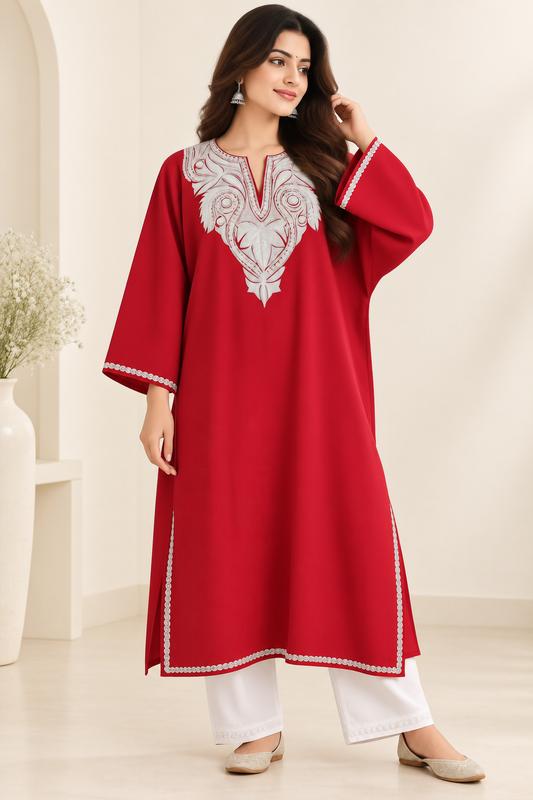 Silver Pink Tilla Work Pheran – Shalimar Summer