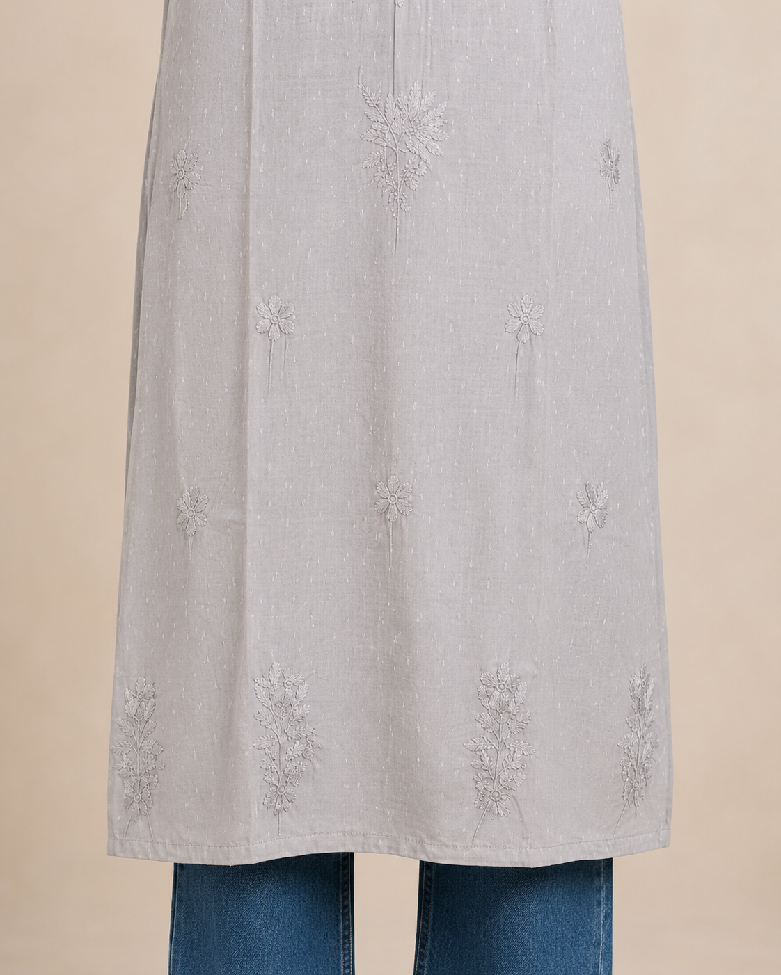 Silver Chikankari Long Kurta – Nawabi Summer
