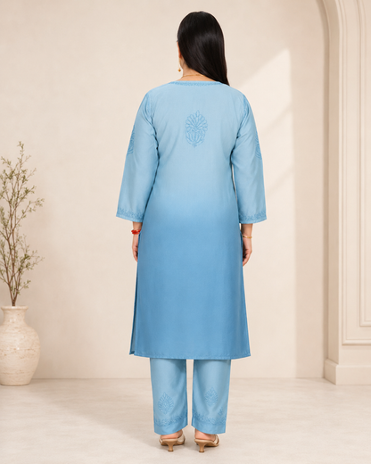 Teal Chikankari Cord Set – Nawabi Summer, additional view