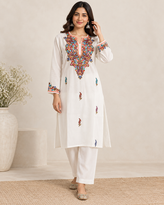 White Aari Work Cord Set – Shalimar Summer