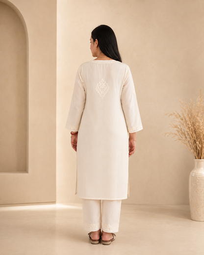 Off White Chikankari Cord Set – Nawabi Summer