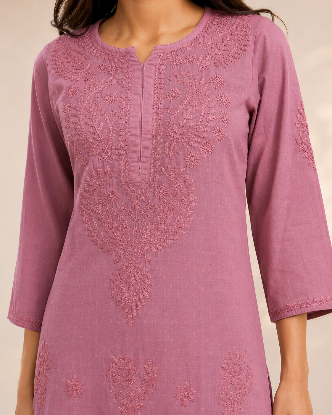 Plum Chikankari Long Kurta – Nawabi Summer