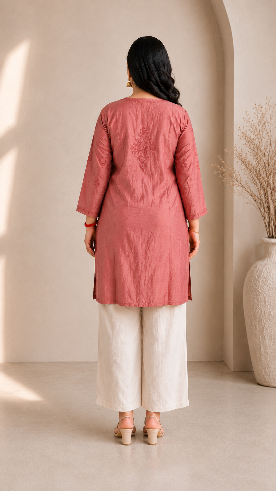 Dark Pink Chikankari Short Kurta – Nawabi Summer