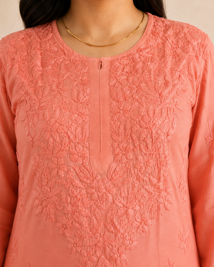 Peach Chikankari Cord Set – Nawabi Summer