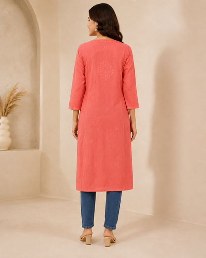 Pink Chikankari Long Kurta – Nawabi Summer