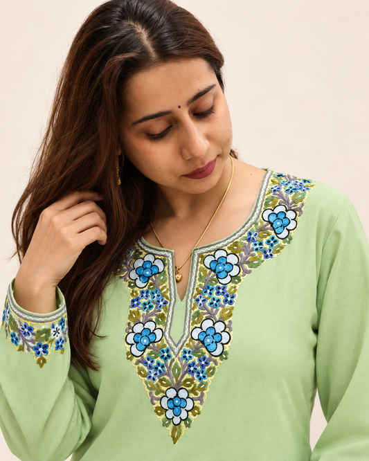 Parrot Green Aari Work Cord Set – Shalimar Summer