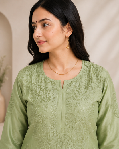Parrot Green Chikankari Cord Set – Nawabi Summer