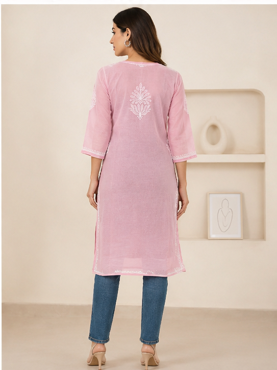 Mauve Chikankari Long Kurta – Nawabi Summer, additional view
