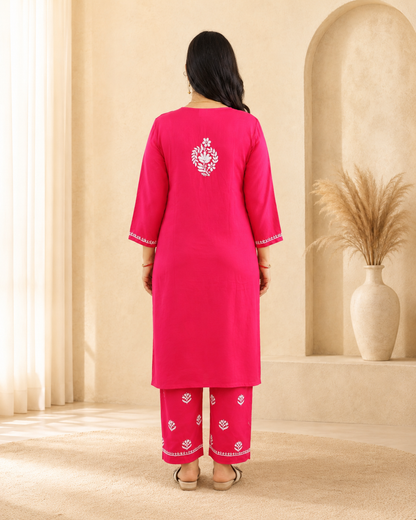 Fuchsia Chikankari Cord Set – Nawabi Summer