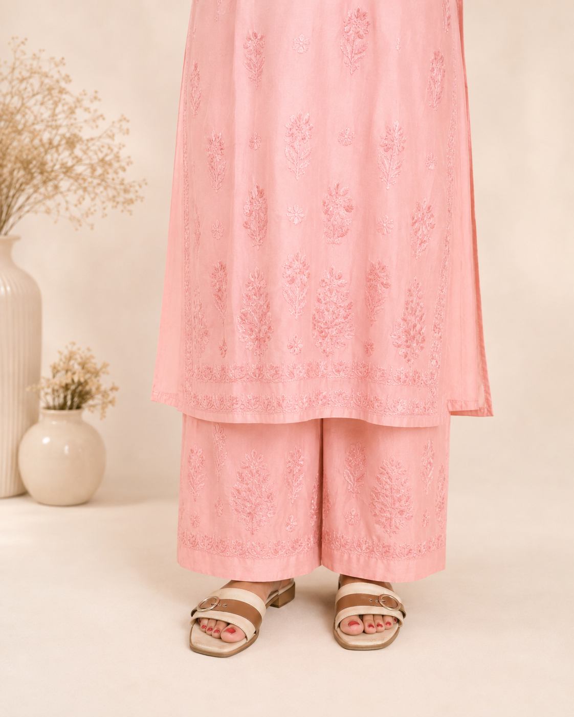 Baby Pink Chikankari Cord Set – Nawabi Summer