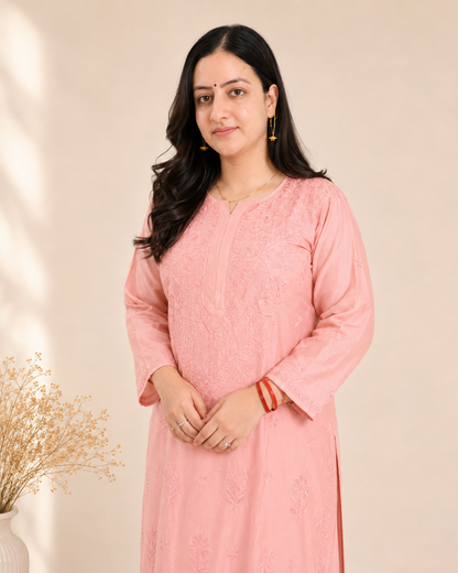 Baby Pink Chikankari Cord Set – Nawabi Summer
