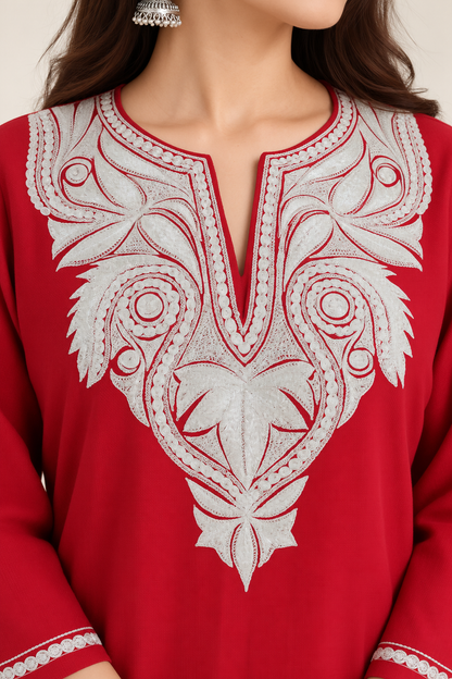 Silver Pink Tilla Work Pheran – Shalimar Summer