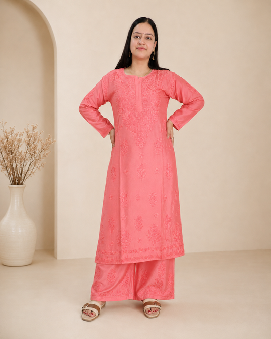 Pink Chikankari Cord Set – Nawabi Summer